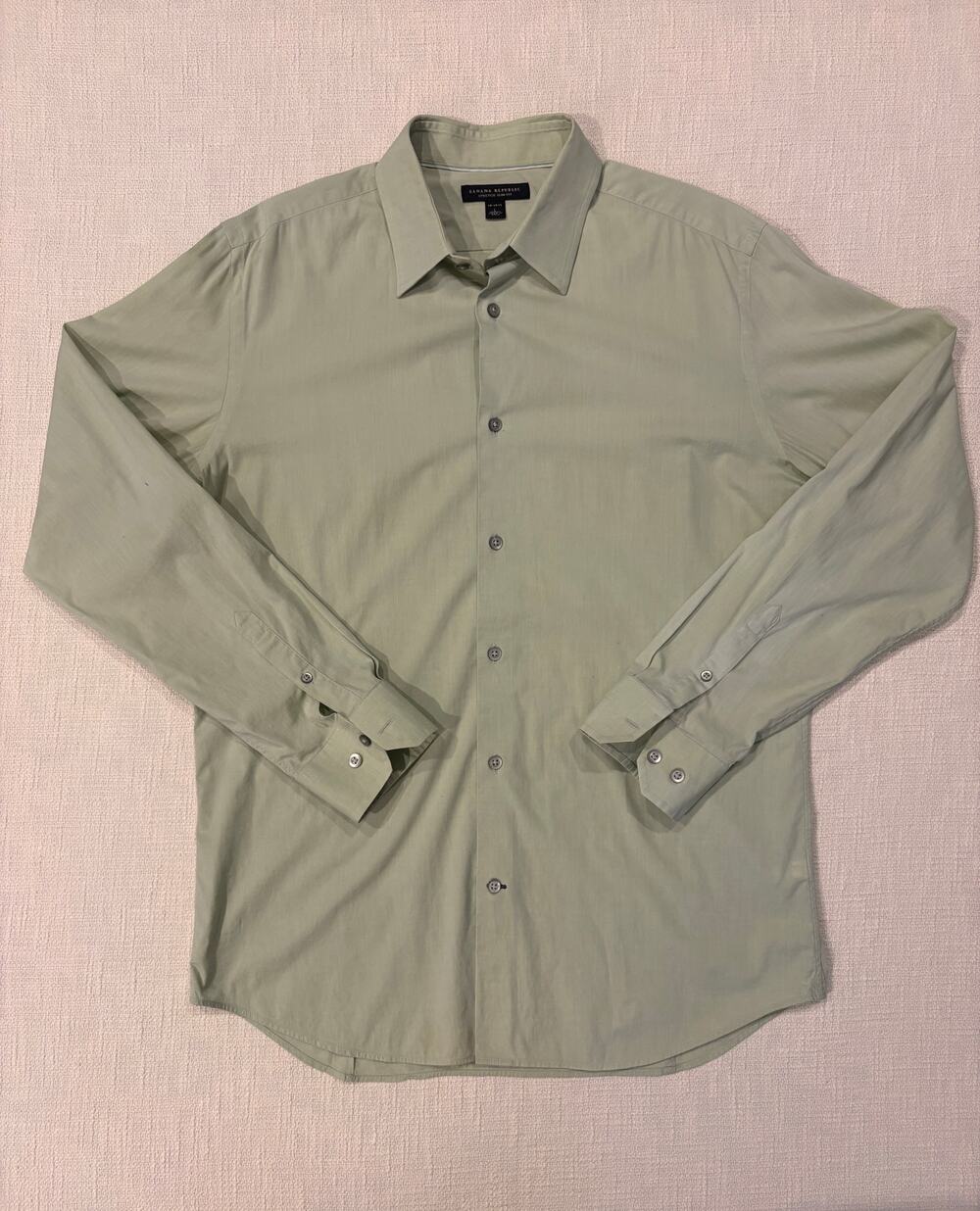 Banana Republic Mens L Stretch Slim Fit Sage Green Cotton Button Up Shirt